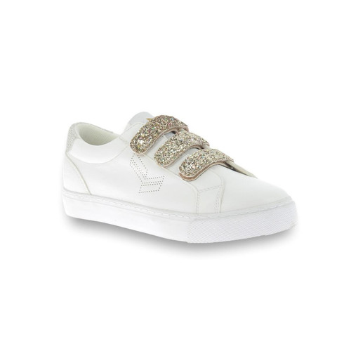 Kaporal - Baskets femme velcro TIPPY blanc-or - Les chaussures femme