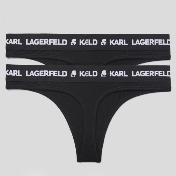 Lot de 2 Strings Logotypés Noirs Karl Lagerfeld Mode femme