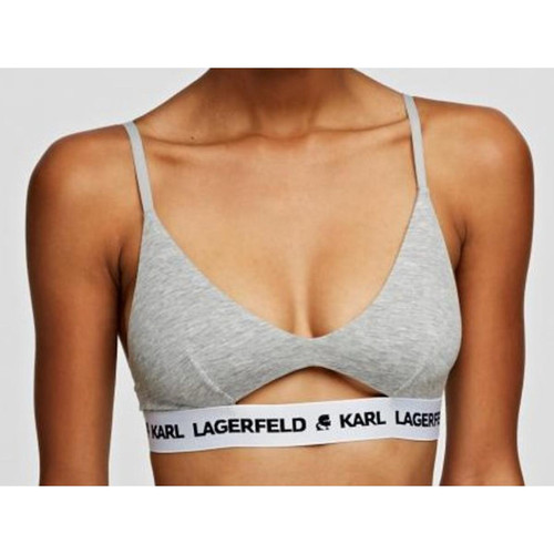 Karl Lagerfeld - Soutien-gorge triangle sans armatures logote - Gris - Karl Lagerfeld Lingerie et Homewear