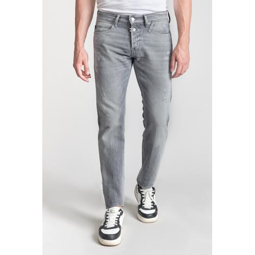 Jeans ajusté stretch 700/11, longueur 34 gris Luke en coton Le Temps des Cerises LES ESSENTIELS HOMME