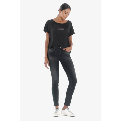 Jeans push-up slim taille haute PULP, 7/8ème noir en coton Zoe Le Temps des Cerises