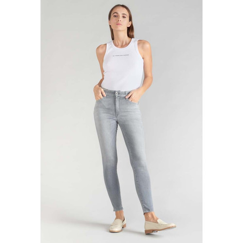 Le Temps des Cerises - Jeans push-up slim taille haute PULP, 7/8ème gris en coton Noémie - Jean droit femme