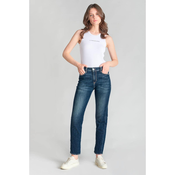 Jeans regular, droit 400/17, 7/8ème bleu en coton Le Temps des Cerises Mode femme