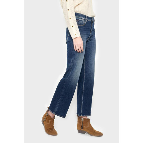 Jeans regular, droit pulp regular taille haute 7/8ème bleu en coton Le Temps des Cerises Mode femme