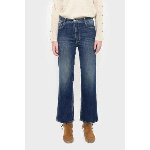 Jeans regular, droit pulp regular taille haute 7/8ème bleu en coton Le Temps des Cerises Mode femme