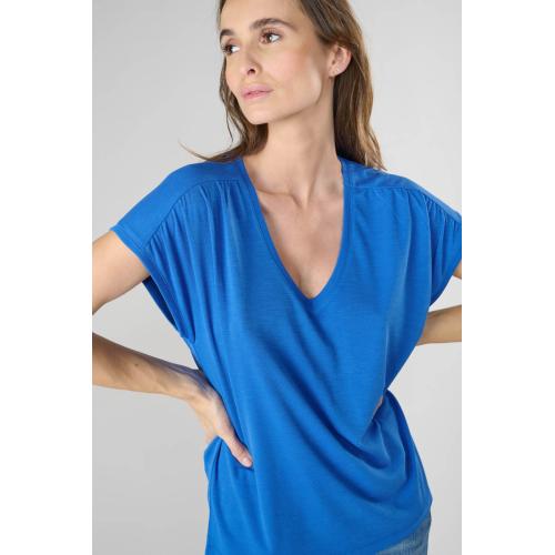 Tee-Shirt DIODIS bleu Eva en tencel Le Temps des Cerises Mode femme