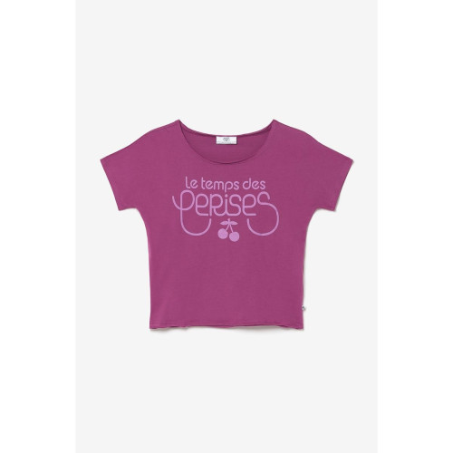 T-shirt Musgi violet imprimé rose en coton Le Temps des Cerises LES ESSENTIELS ENFANTS