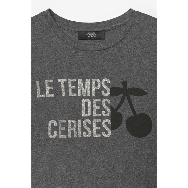 T-shirt Nastiagi gris imprimé en coton Le Temps des Cerises