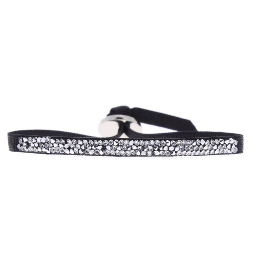 Les Interchangeables - Bracelet Les Interchangeables A37032 - Bracelet Tissu Noir Cristaux Swarovski - Bracelet femme