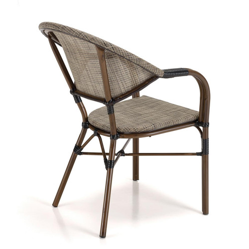 Lot de 2 chaises de jardin bistrot en acier textilène taupe VIANNEY MACABANE