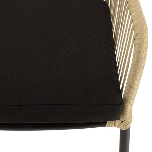 Lot de 2 fauteuils cordage couleur naturelle coussin assise noir MALO Noir MACABANE Meuble & Déco