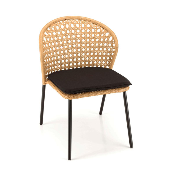 Salon de jardin 6 personnes table rectangulaire et 6 chaises beiges et noires Multicolore MACABANE Meuble & Déco