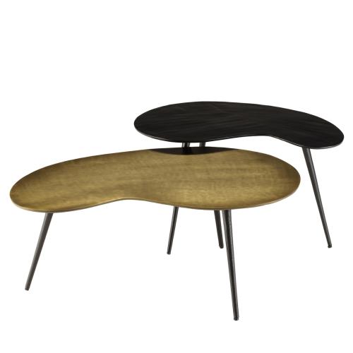 Macabane - Tables basses ovoïdes  Noir mat et Doré  - Table Basse Design