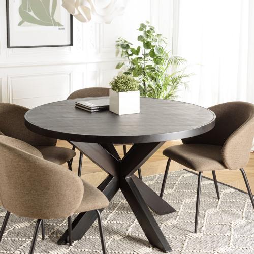 Macabane - Table à manger plateau noir et effet pierre BASILE  - Table Design