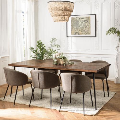 Macabane - Table à manger rectangulaire en bois et pieds en métal KIARA  - Table Design