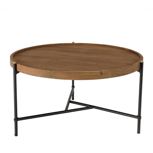 Table basse ronde 78x78cm plateau en bois de teck recyclé  MACABANE