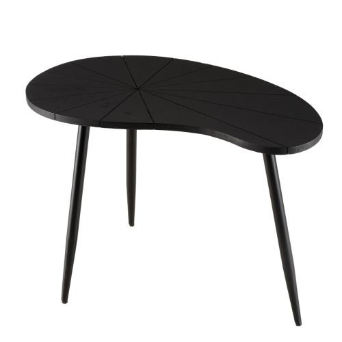 Table d’appoint ovoïde plateau texturé Noir mat et pieds Fer noir JAMES Noir MACABANE Meuble & Déco