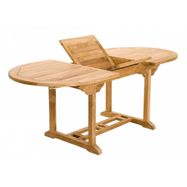 Table de jardin 6/8 personnes  - ovale extensible  150/200*90 cm en bois Teck MACABANE
