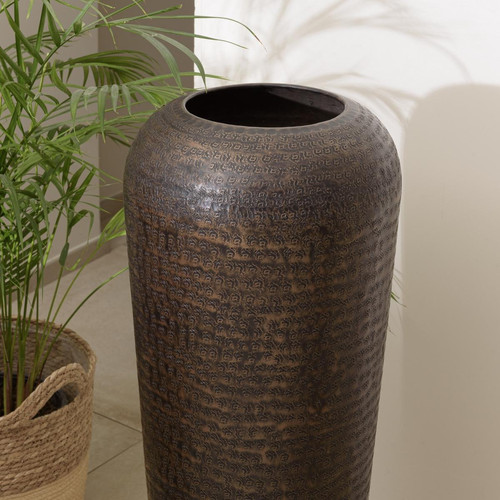 Vase alu couleur cuivre noir antique avec gravures HONORE Vase