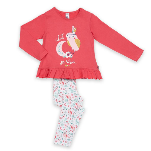 Pyjama Long fille - Corail Imprimé - Chut de rêve... en coton Mon P'tit Dodo LES ESSENTIELS ENFANTS