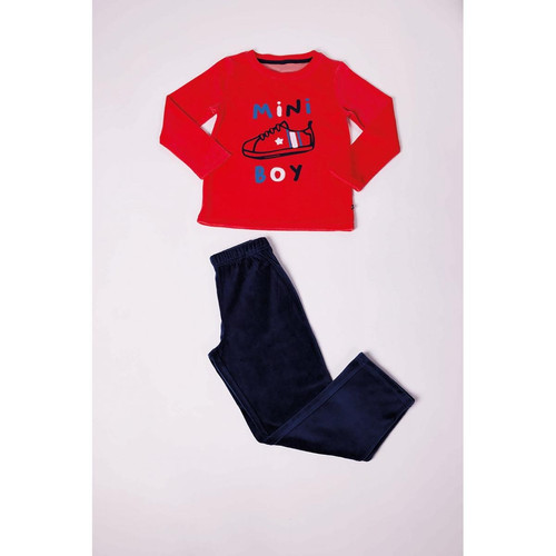 Pyjama Long Garçon - Rouge Imprimé / Bleu Marine Mon P'tit Dodo LES ESSENTIELS ENFANTS