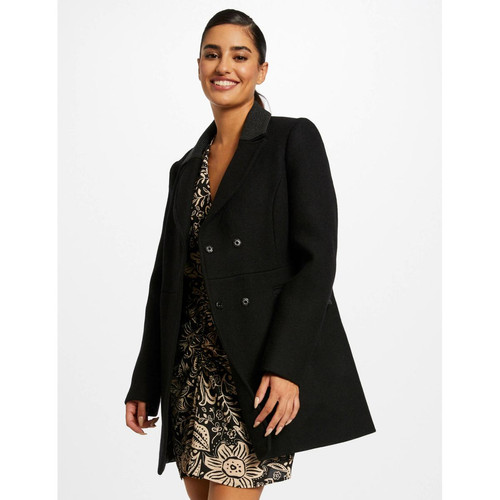 Manteau ample col avec clous noir Morgan Mode femme