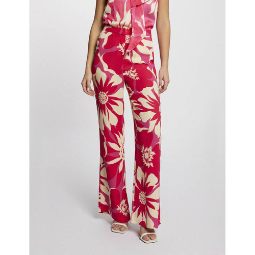 Pantalon large fluide imprimé floral rose Morgan Mode femme