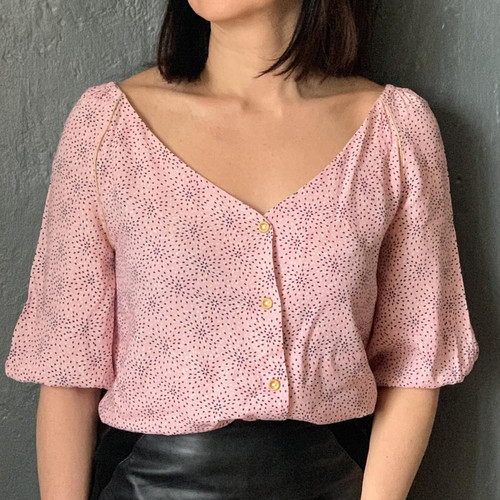 MY DRESS MADE - Blouse Daily - Confetti rose - Blouses manches courtes femme fabrique en france