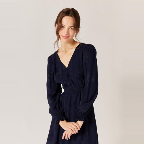 Robe courte à ceinturer bleu en viscose Naf Naf Mode femme