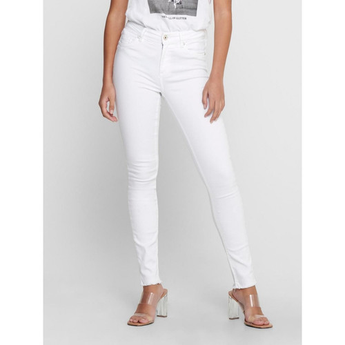 Only - Jean skinny blanc en coton Cara - jeans skinny femme