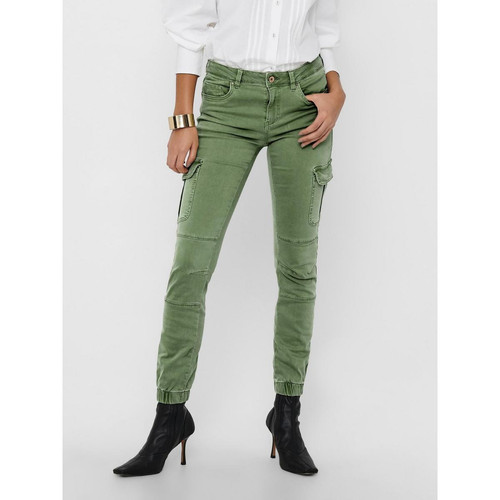Only - Pantalon cargo Détails cargo vert en coton Fleur - Pantalons vert