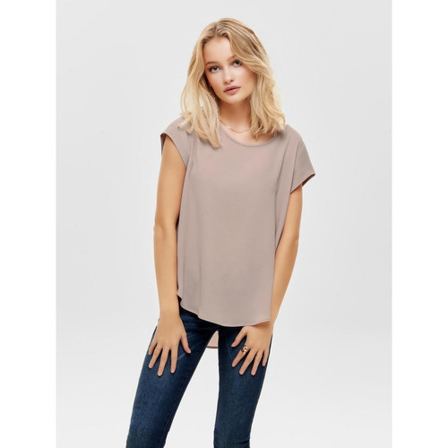 Only - Top Col rond Manches courtes rose Ode - Blouses manches courtes femme rose