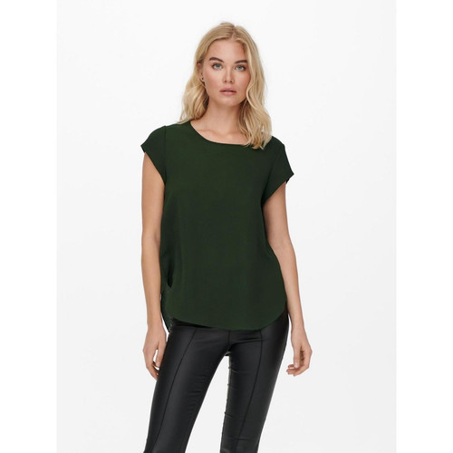 Only - Top Col rond Manches courtes vert Aria - Blouses manches courtes femme vert