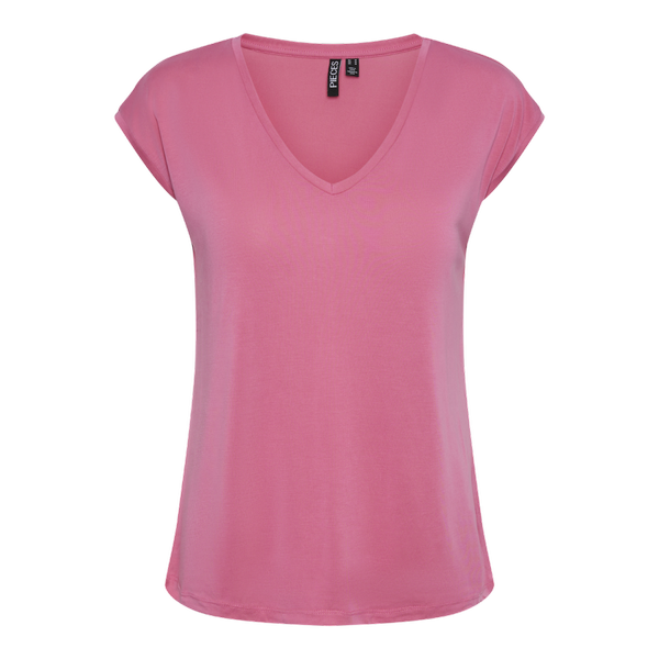 T-shirt comfort fit manches courtes rose en viscose Pieces Mode femme