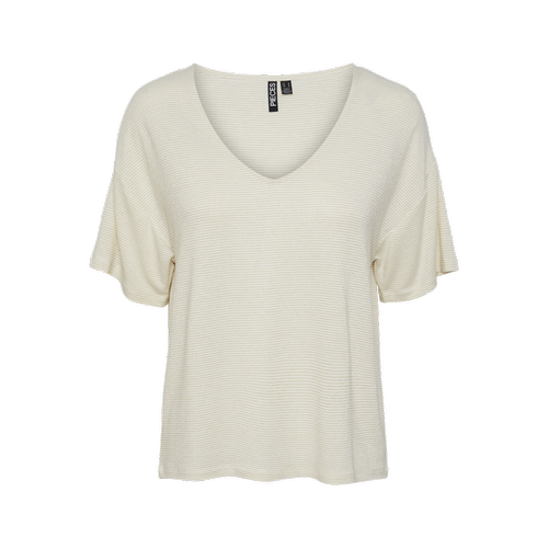 Pieces - T-shirt loose fit manches courtes blanc en viscose Lara - T shirts manches courtes femme blanc