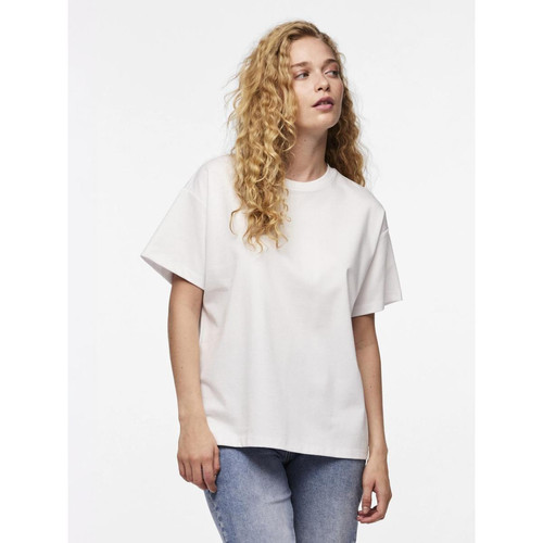 Pieces - T-shirt oversize fit manches courtes blanc - T shirts manches courtes femme blanc