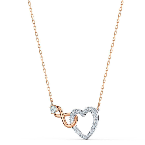 Collier Swarovski 5518865 - Collier or doré et argenté  pendentif cœur infini Femme Bijoux