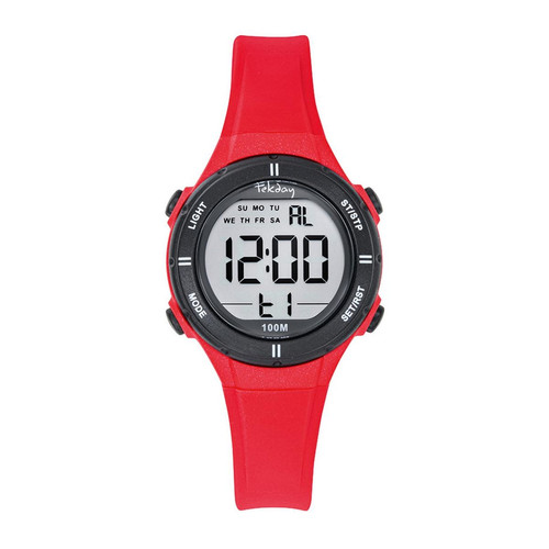 Tekday - Montre pour enfant 654818 avec bracelet en silicone rouge - montres tekday