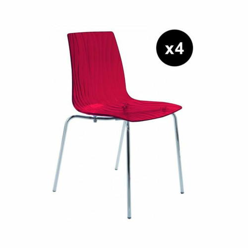 3S. x Home - Lot De 4 Chaises Design Transp.Rouge Olympie - Chaise Design