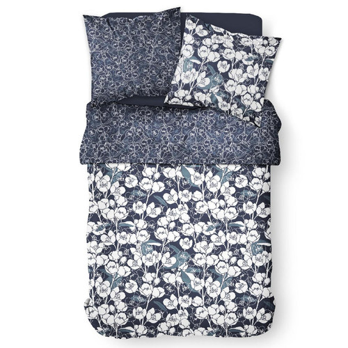 Today - Parure de lit 2 personnes Coton Zippée Imprimé Mawira Amélia - Parures de lit bleu