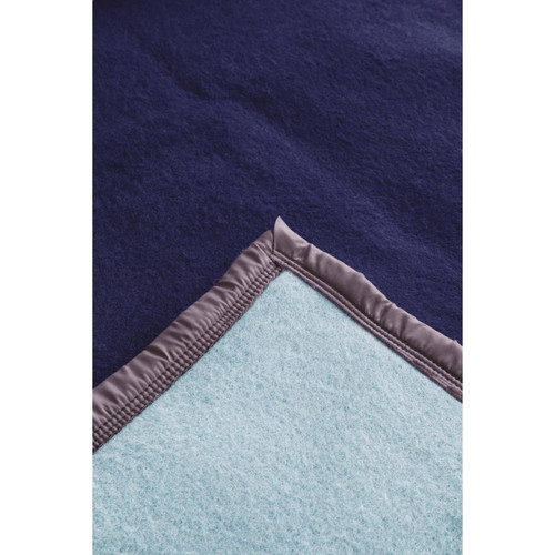 Couverture en pure laine double face VOLTA Bleu marine Toison d’or