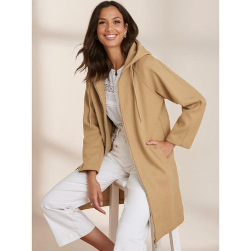 Venca - Manteau à capuche avec fermeture à glissière - Manteau beige femme