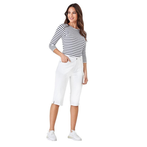 Pantalons pirates push-up coupe 5 poches blanc en coton Venca Mode femme