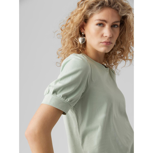 T-shirt Regular Fit Col rond Manches courtes vert en coton Alma Vero Moda
