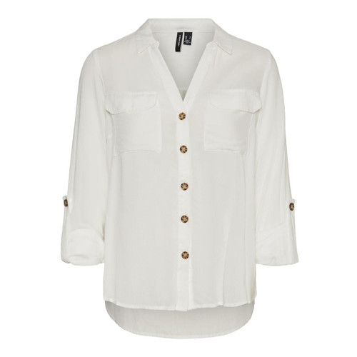 Chemise Regular Fit Col chemise Manches longues Longueur regular blanc en viscose Vale Chemise femme