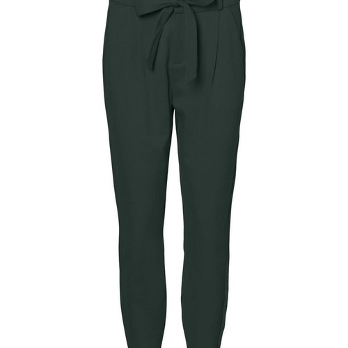 Vero Moda - Pantalon paperbag Loose Fit Taille haute Pleine longueur vert en viscose Eden - Pantalons vert