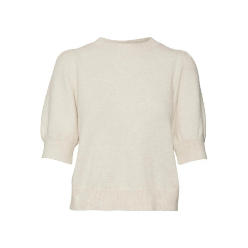 Pull en maille Col rond Manches 2/4 beige gris Pull