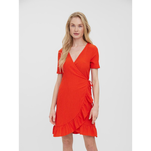 Vero Moda - 65% Polyester - Recyclé, 32% Polyester, 3% Élasthanne - Robes courtes femme orange