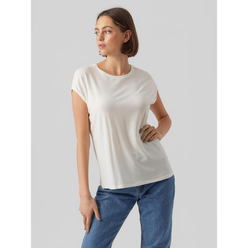 Vero Moda - T-shirt Regular Fit Col rond Manches courtes Longueur regular blanc Skye - T-shirt manches courtes femme