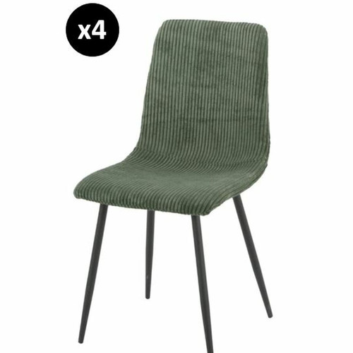 3S. x Home - Lot de 4 Chaises Bobby Vert Kaki - Chaise Design